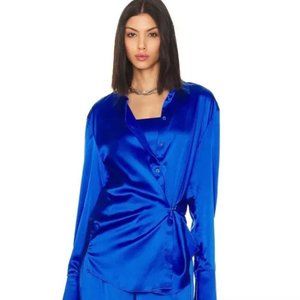NWT SER.O.YA Karry Silk Shirt in Royal Blue
